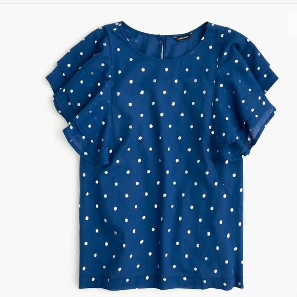 J CrewJeans Ruffle-Flutter Blouse - Picture 1 of 6